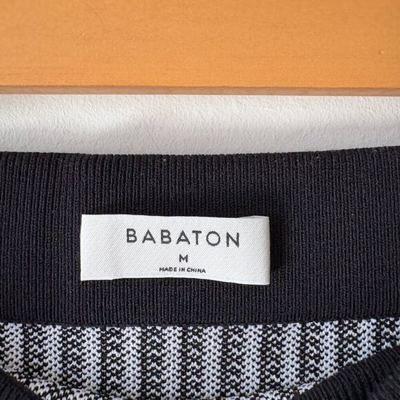 Aritzia Babaton Sculpt Knit Bodycon Tube Midi Skirt Black White Medium - Picture 7 of 8